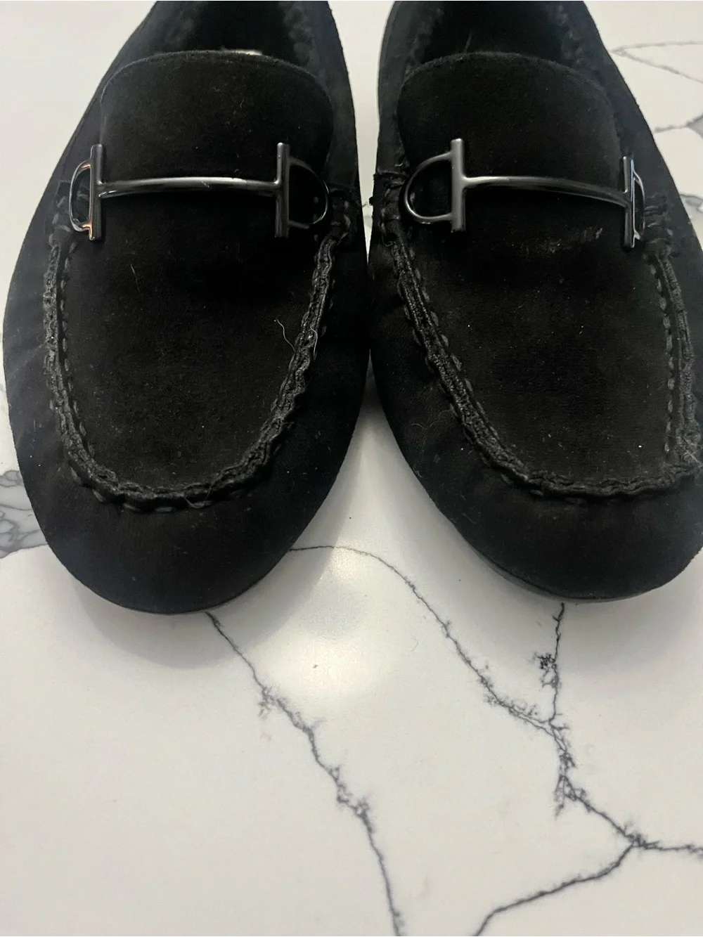 Anne Klein Women’s Black Suede Loafers Slippers, Size 7.5